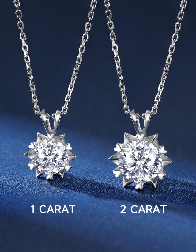 [MomentWish] 雪の結晶 ネックレス ２カラット モアッサナイト ネックレス レディース シルバー925 ペンダント プレゼント人気ブランド MomentWish] 雪の結晶 ネックレス 2カラット モアッサナイト
