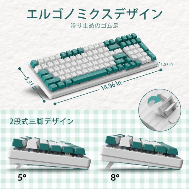 A.JAZZ+ZiYouLang K6 ワイヤレスキーボード 96% 3モードメカニカル ホットスワップ 2.4Ghz/Bluetooth 5.0/Type-C 4000mAhコイル状 USB ケ_8