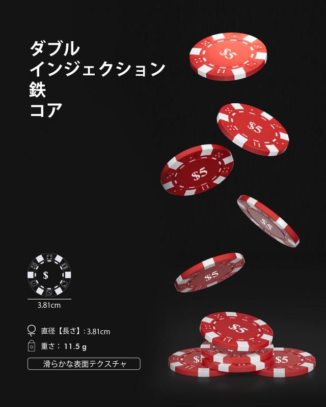 HEITOKポーカーチップセット、アルミニウムケース付きの500個の11.5グラムのチップ、$1から$500までの価値表記で、ブラックジャックやカ_2