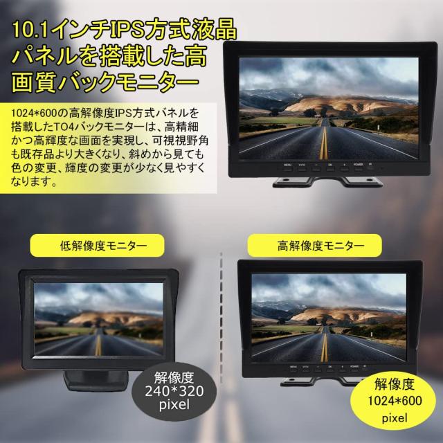 ulopop [2025年新型] 10.1インチドラック用ドライブレコーダー、IPS液晶、4K画質 4画面分割オンダッシュモニター 録画機能付き、 ガイド