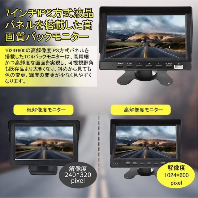 ulopop [2025年新型] 7インチドラック用ドライブレコーダー、IPS液晶、4K画質 4画面分割オンダッシュモニター 録画機能付き、 ガイドライ_3