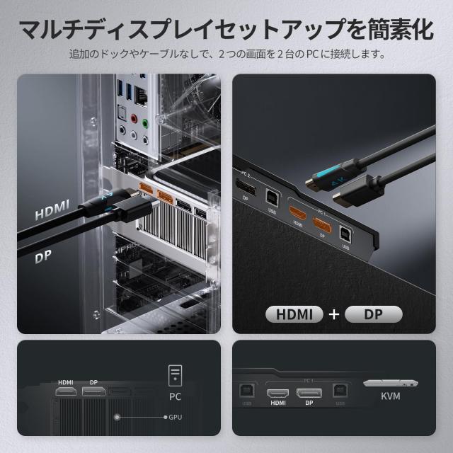TESmart 2-ポートデュアルモニターKVM　DP出力→HDMI表示 Amazon.co.jp: TESmart デュアルモニター KVMスイッチ 2ポート