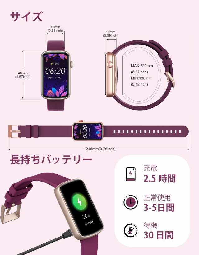 SHANG WING スマートウォッチ レディース リストバンド 型 腕時計 iPhone/Android対応 1.47インチ大画面 フルタッチ  Smart Watch 着信通の通販はau PAY マーケット - KiraKira Market | au PAY マーケット－通販サイト