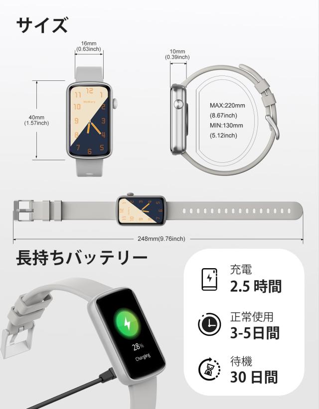 SHANG WING スマートウォッチ レディース リストバンド 型 腕時計 