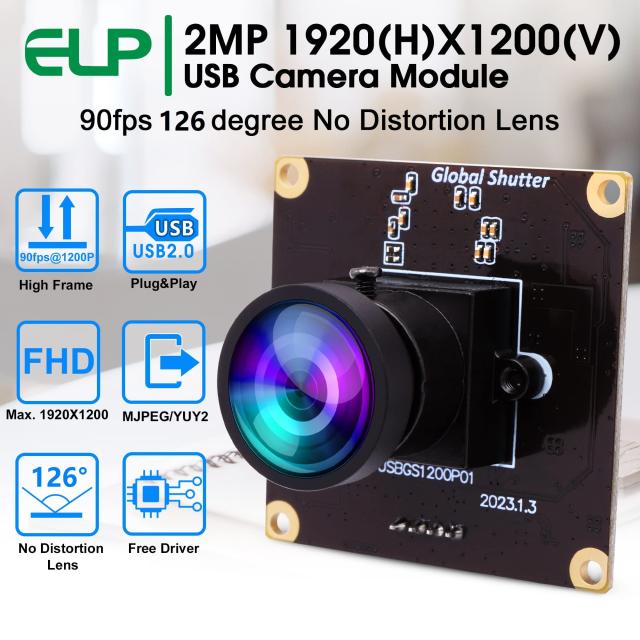 ELP 1080P グローバルシャッター USBカメラ 高速 ウェブカメラ 広角 小型 USBカメラモジュール パソコン Webカメラ ボード UVC USB2.0 埋_1