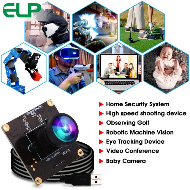 ELP 1080P グローバルシャッター USBカメラ 高速 ウェブカメラ 広角 小型 USBカメラモジュール パソコン Webカメラ ボード UVC USB2.0 埋_8