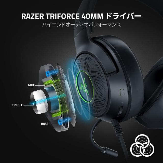 Razer(レイザー) Kraken V3 X アップグレードモデル 長時間のプレイでも快適な有線ゲーミングヘッドセット USB接続 軽量280g 7.1 サラウ_1