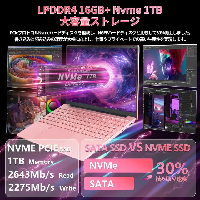 ノートパソコン ピンク【Win 11/MS Office 2019搭載】 15.6インチ IPS