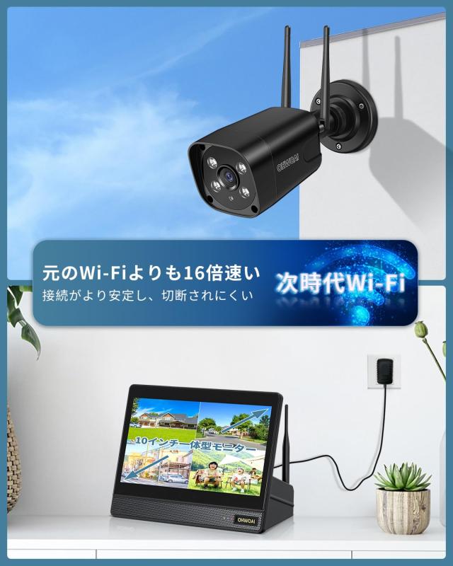 ダブルアンテナ・双方向通話・???°広角】 防犯カメラ ワイヤレス