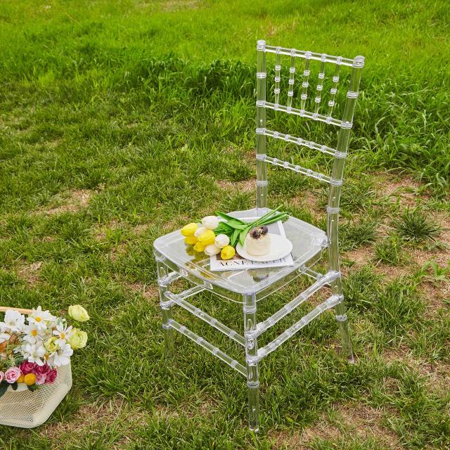 BOOSDEN ダイニングチェア 椅子 クリアチェア イス おしゃれ 透明椅子 背もたれ 竹の節デザイン 結婚式 パーティー 組立品_7