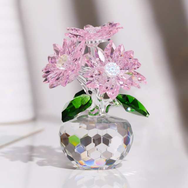 K9クリスタル ピンク 蓮の花 ハス クリスタルフラワー 置物 K9クリスタル ピンク 蓮の花 ハス クリスタルフラワー 置物