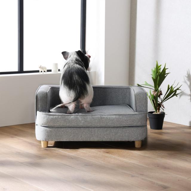 PETTO(ペットと) ペット用ソファ 犬用 猫用 木製 頑丈 コーデュロイ カバーリング グレー ポール 関家具 382216_3