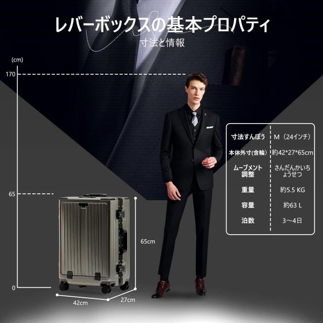 GGQAAA] スーツケース キャリーケース トップオープン USB充電 多機能