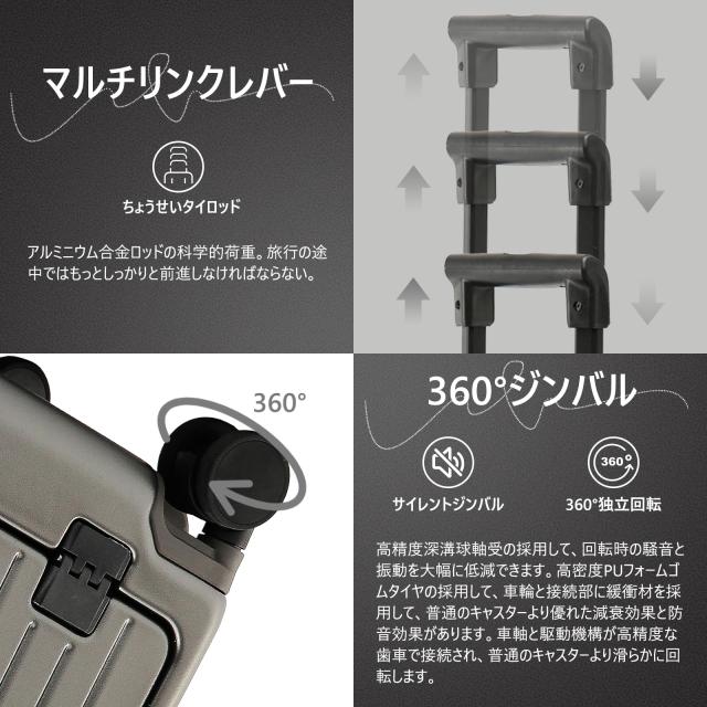 GGQAAA] スーツケース キャリーケース トップオープン USB充電 多機能