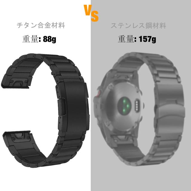 Quickfit 22mm チタン製ベルトに適合ガーミン Garmin Approach S62