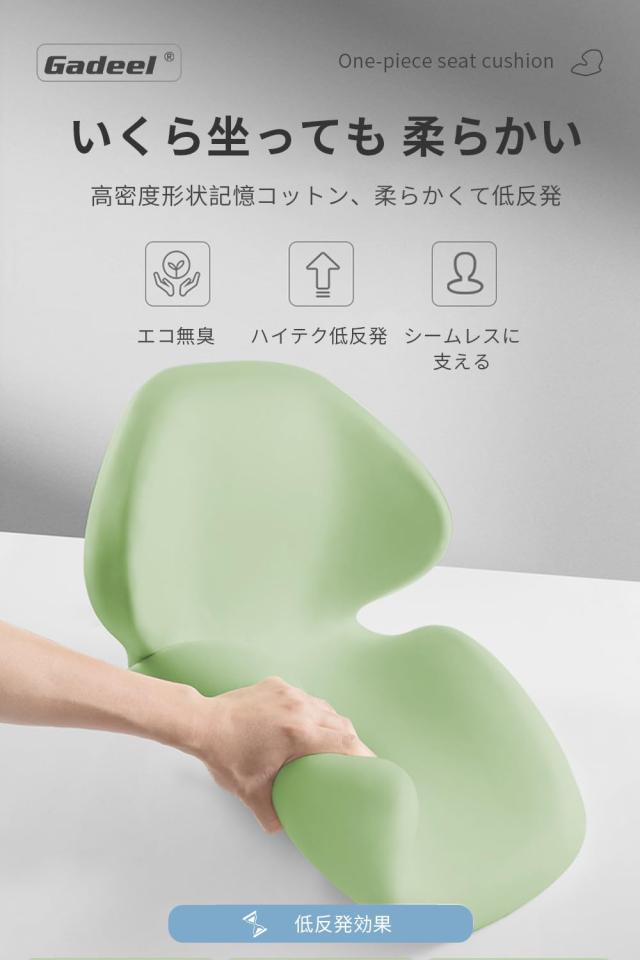 Gadeel 低反発 腰痛 クッション 座布団 一体型 ランバーサポート