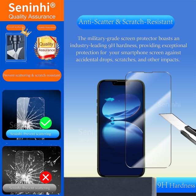 その他家電 seninhi [3+3Pack] for iphone 14 (6.1inch) Screen Protector 3Pack + Camera Lens Protector 3Pack, Tempered Glass Screen Protector