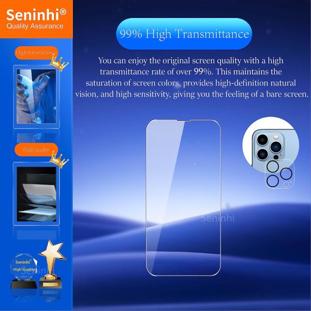 その他家電 seninhi [3+3Pack] for iphone 13 Pro 6.1inch Screen Protector 3Pack + Camera Lens Protector 3Pack, Tempered Glass Screen Protecto