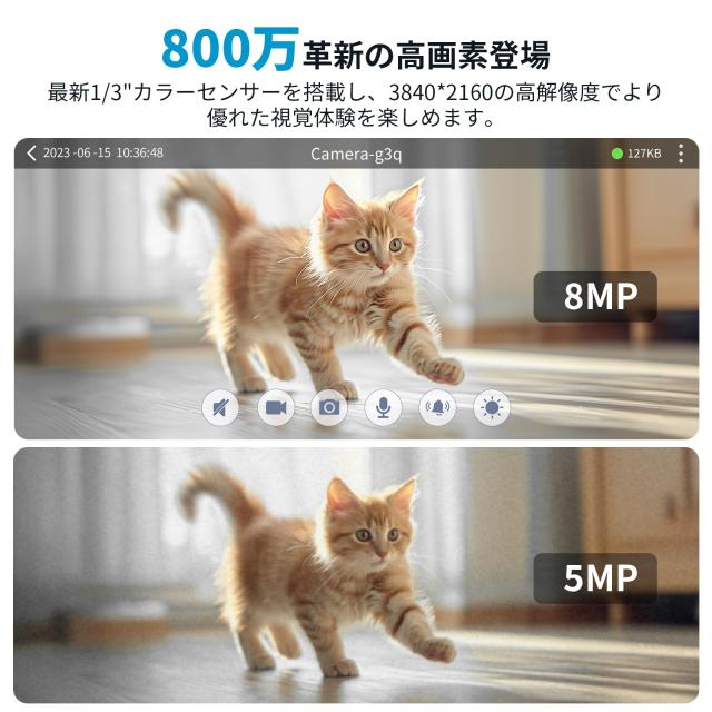 5Gwifi対応・最新800万画素】ペットカメラ iphone対応 見守りカメラ