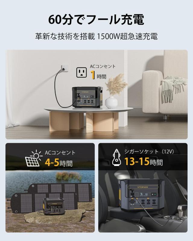 VTOMAN FlashSpeed 1500 ポータブル電源 1500W 1548Wh 大容量リン酸鉄リチウムイオンバッテリー 3096Wh容量拡張可能 ジャンプスターター_1