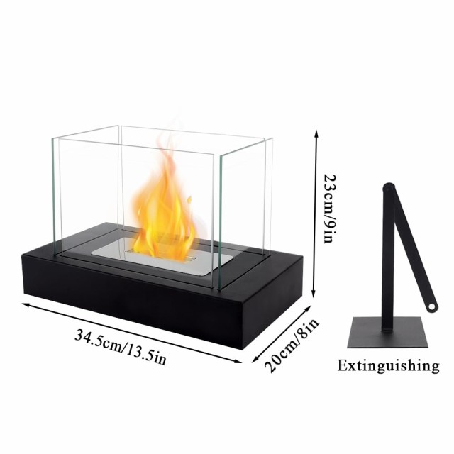 NEWIMAGE 長方形バイオエタノール暖炉 4面ガラス付き ファイアボウルポット エタノール暖炉 高さ23CM ポータブル卓上暖炉  クリーンバーニの通販はau PAY マーケット - なんでん屋 au PAY マーケット店 | au PAY マーケット－通販サイト