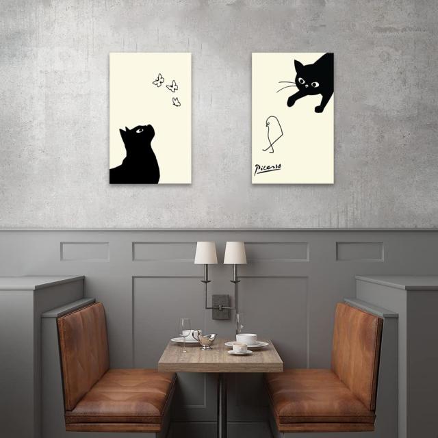 2枚 ピカソ 猫 アートパネル 絵画 壁飾り 開運 額付きポスター