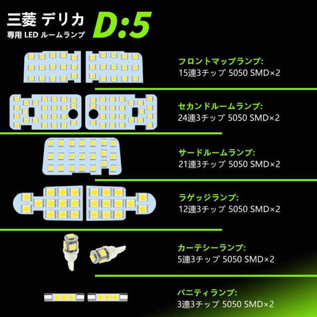 ZXREEK デリカ D5 LED ルームランプ 専用設計 三菱 デリカ DELICA D:5 CV1W 後期 全グレード H31.2~  クリーンディーゼル車 LED ルームラの通販はau PAY マーケット - ポチポチ屋 | au PAY マーケット－通販サイト