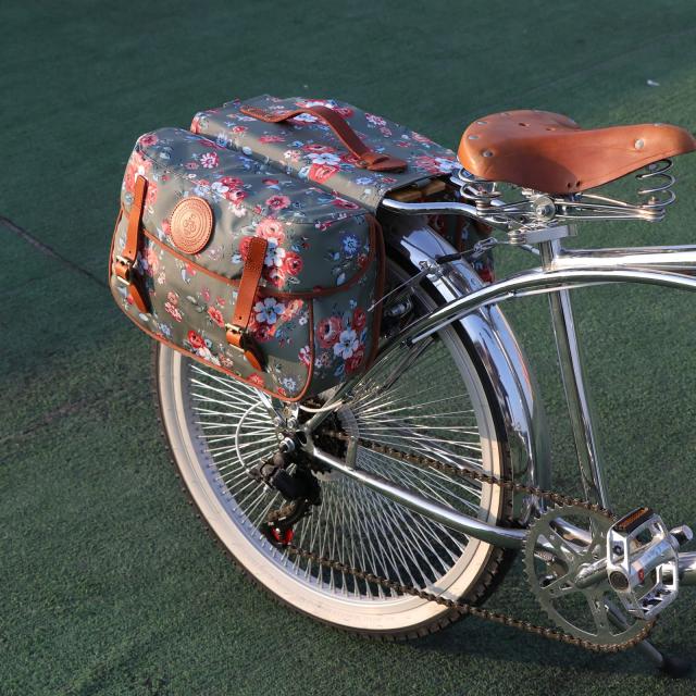 Color:カーキ TOURBON サイドバッグ 自転車 パニアバッグ リアバッグ