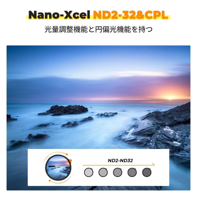 K＆F Concept 86mm 可変NDフィルターND2-ND32+CPLフィルター 1枚2役