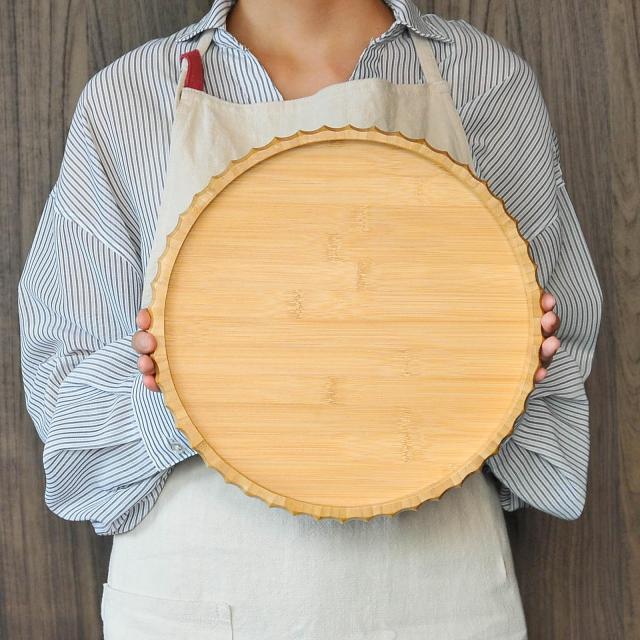 HTB お盆 天然竹製 丸盆 トレー カフェトレー おしゃれ お盆 円形 丸