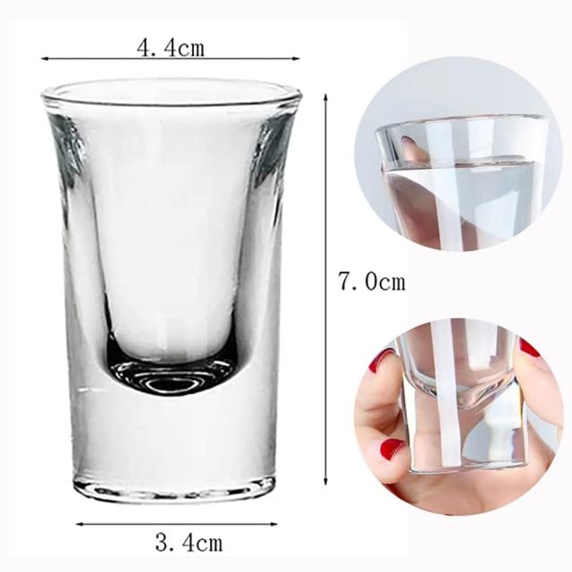 半透明ガラス ショットグラス 高さ約8.7cm Batoneショットグラス 24個-30ml クリアシミニショットグラス ヘビー