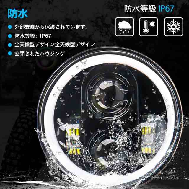 Largoods 5.75インチledヘッドライト バイク用 RGBイカリング付き 車検対応 シェル付き Hi/Lo切り替え 汎用 CB400SF ホーネット250 CBX40の通販は