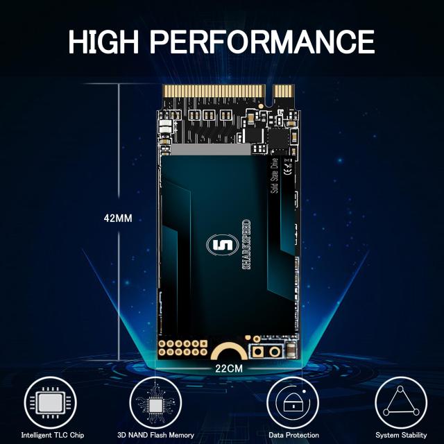 SSD 1TB M.2 2242 NVMe SHARKSPEED PCIe Gen3.0x4 ミニSSD 内蔵型 3D NAND 読み込み最大2,200MB/s_2