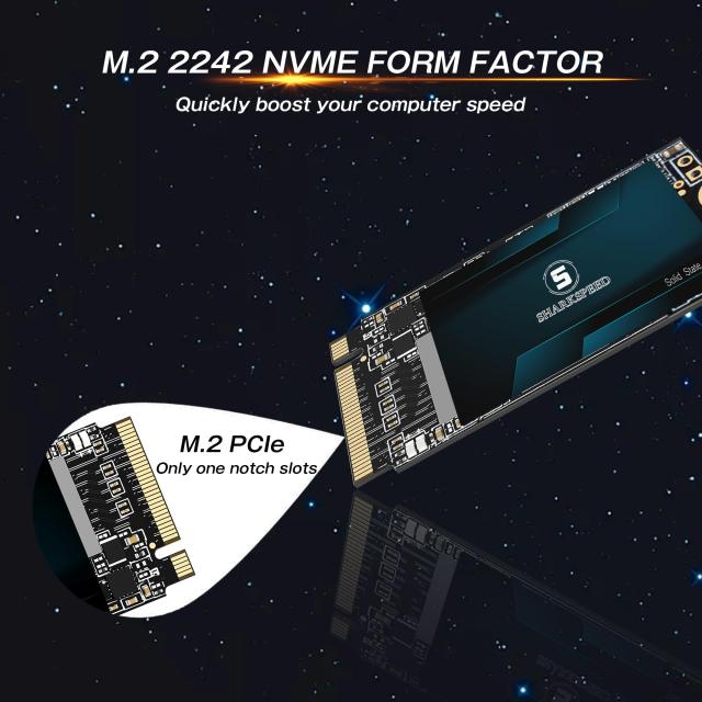 SSD 1TB M.2 2242 NVMe SHARKSPEED PCIe Gen3.0x4 ミニSSD 内蔵型 3D NAND 読み込み最大2,200MB/s_3