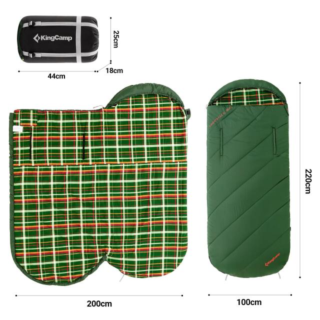 KingCamp 寝袋 ワイド 封筒型 フランネル生地 大人用 シュラフ ワイド