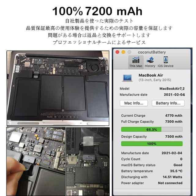 交換用ノートパソコンバッテリー Apple MacBook Air 13インチ A1466 対応 (2012年中期、2013年中期、2014年 早期、2015年2017年初期)、A13の通販はau PAY マーケット - libra shop | au PAY マーケット－通販サイト