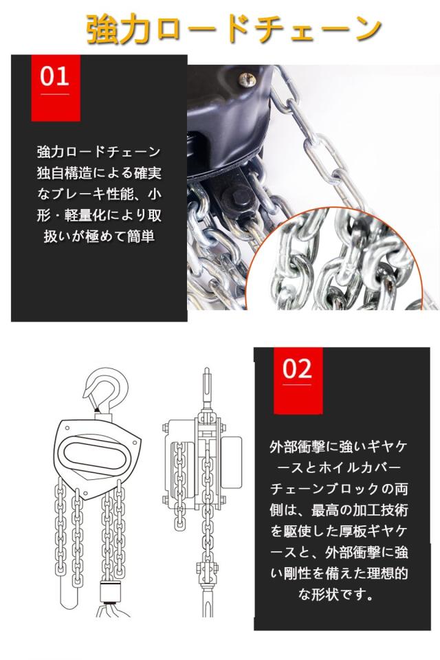 手動式チェーンブロック 1ton 3m 1000kgチェンブロック ホイスト