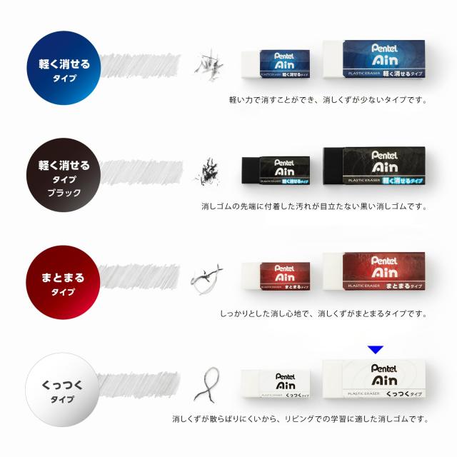 ぺんてる 消しゴム Pentel Ain くっつくタイプ 大 480個 ZEAC10_5