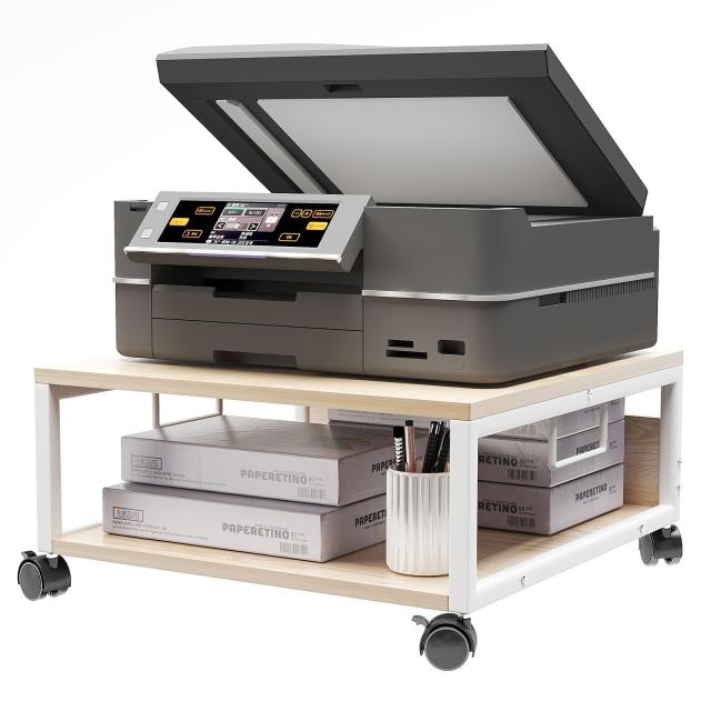 IBUYKE プリンターラック、2段キャスター付きプリンターラック、50 x 50 x 24cm、プリンター台、省スペース、プリンターラック、デスク下_1