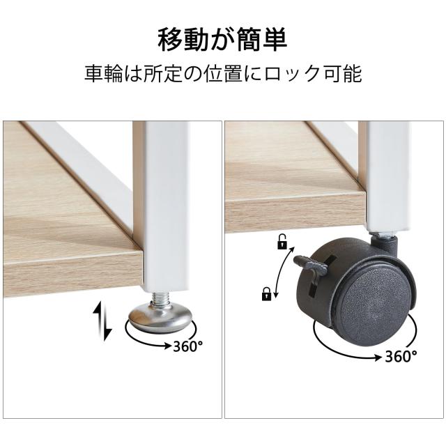 IBUYKE プリンターラック、2段キャスター付きプリンターラック、50 x 50 x 24cm、プリンター台、省スペース、プリンターラック、デスク下_5