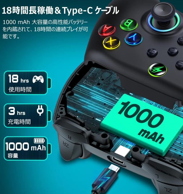 Switch コントローラー 8色RGBライト プログラム編集機能 背面ボタン付き スリープ解除 スイッチ コントローラー 無線 スイッチ プロコン その他ゲーム機ソフト