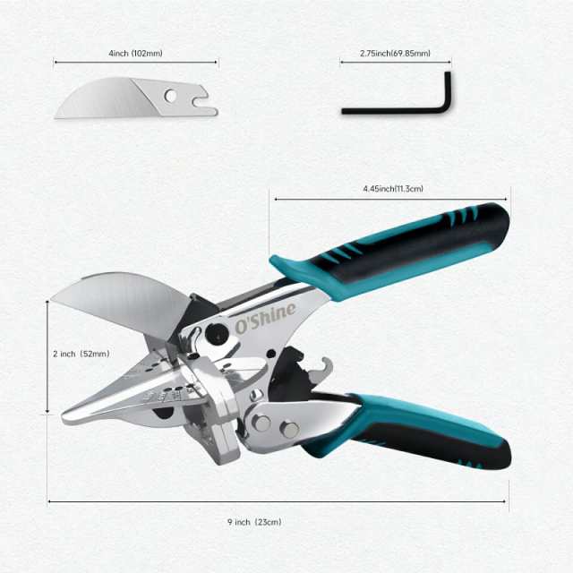 O’Shine ラチェットマイターハサミ 45-135 度 モールカッター 配線モール カッター バルサ材 配線カバー 庭の剪定ばさみ 34mm PVC カッ
