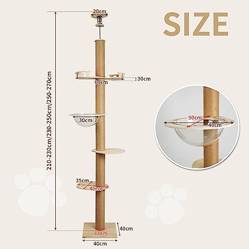 キャットタワー 据え置き 猫 木登りタワー 爪研ぎ 省スペース 爪とぎ 無臭 12cm極太支柱 宇宙船ハンモック 突っ張り 麻紐 木製 太い支柱 