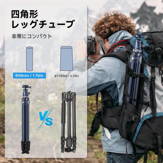 SmallRig トラベル三脚 カメラ三脚 折りたたみ式 アルミ合金製 軽量小型 収納袋付き 耐荷重8kg 撮影用 コンパクト 持ち運び便利な三脚 ス_1