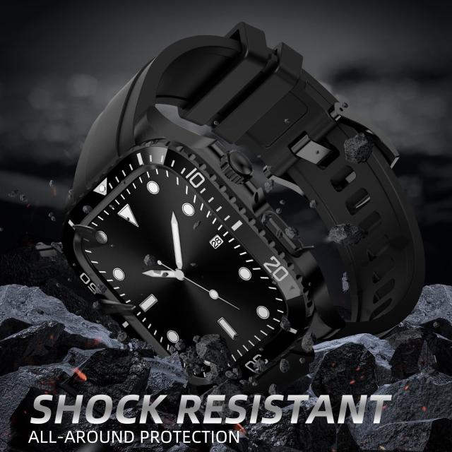 BinGeLi コンパチブル Apple Watch バンド ケース付き TPUベルト 一体型 アップルウォッチ 8/7 45mm SE2/6/5/4/SE 44mm 対応 耐衝撃性 耐