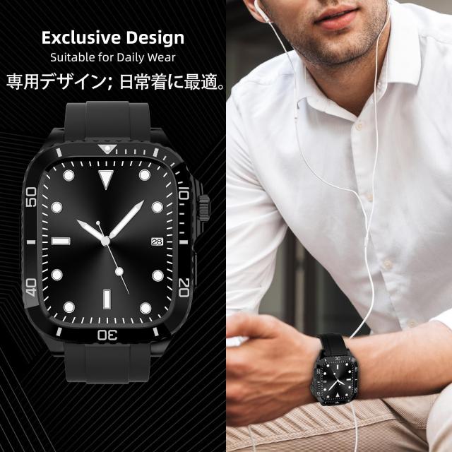 BinGeLi コンパチブル Apple Watch バンド ケース付き TPUベルト 一体型 アップルウォッチ 8/7 45mm SE2/6/5/4/SE 44mm 対応 耐衝撃性 耐