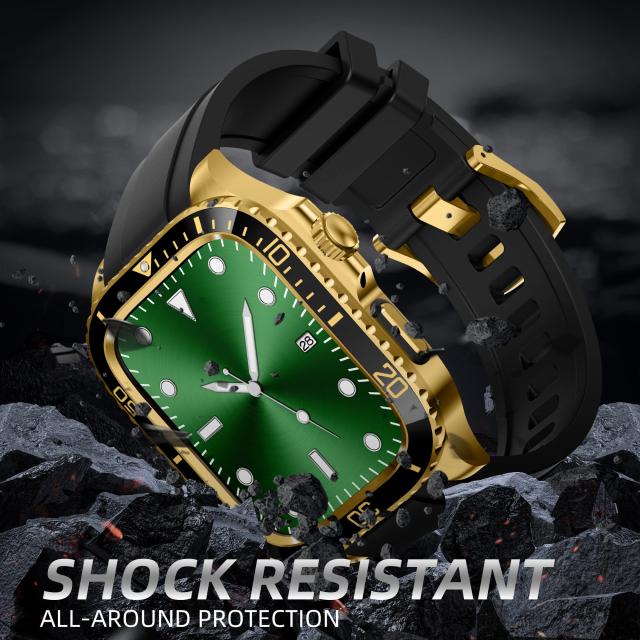 BinGeLi コンパチブル Apple Watch バンド ケース付き TPUベルト 一体型 アップルウォッチ 8/7 45mm SE2/6/5/4/SE 44mm 対応 耐衝撃性 耐