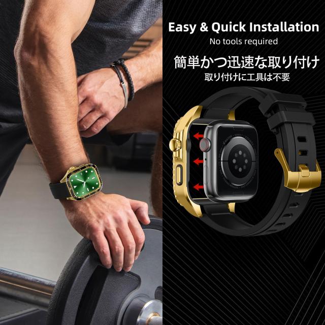 BinGeLi コンパチブル Apple Watch バンド ケース付き TPUベルト 一体型 アップルウォッチ 8/7 45mm SE2/6/5/4/SE 44mm 対応 耐衝撃性 耐