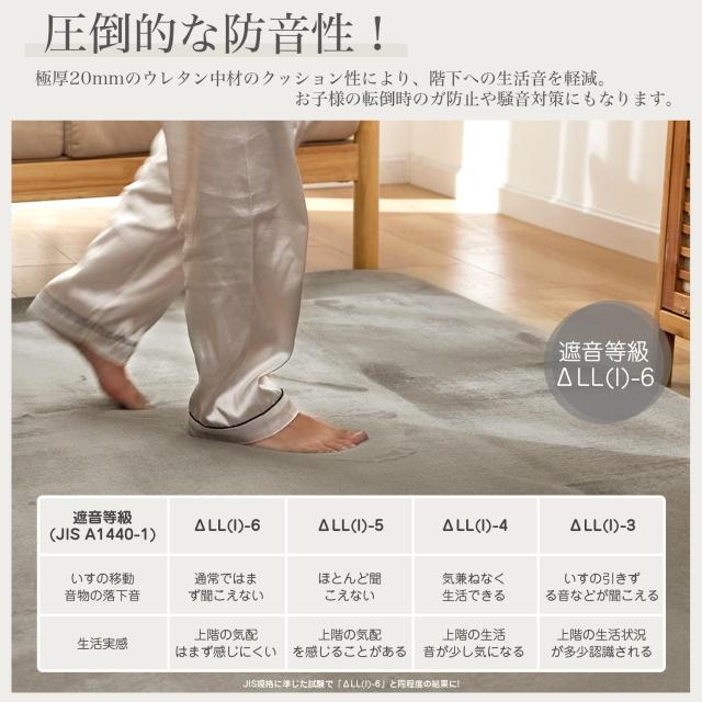 VK Ingeroom カーペット ラグ 極厚25mm 約3畳 厚手 ラグマット 防音 滑り止め付 抗菌 防臭 防ダニ 低ホルム ふわっと手触り高反発 床暖房_3
