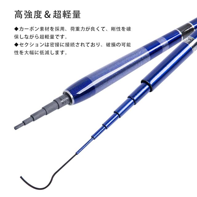 Goture コンパクト延べ竿 渓流竿ロッド 万能竿 釣り竿 高強度 河川 堤防 湖畔 渓流 ロッド 釣り竿 3.6m 2本セット ブルー